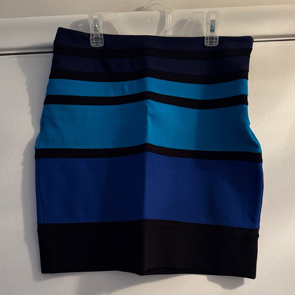 Stylish Blue and Black Striped Skirt
